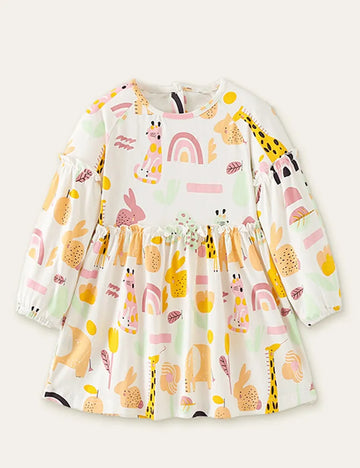 Animal Printed Long Sleeve Dress - Mini Taylor